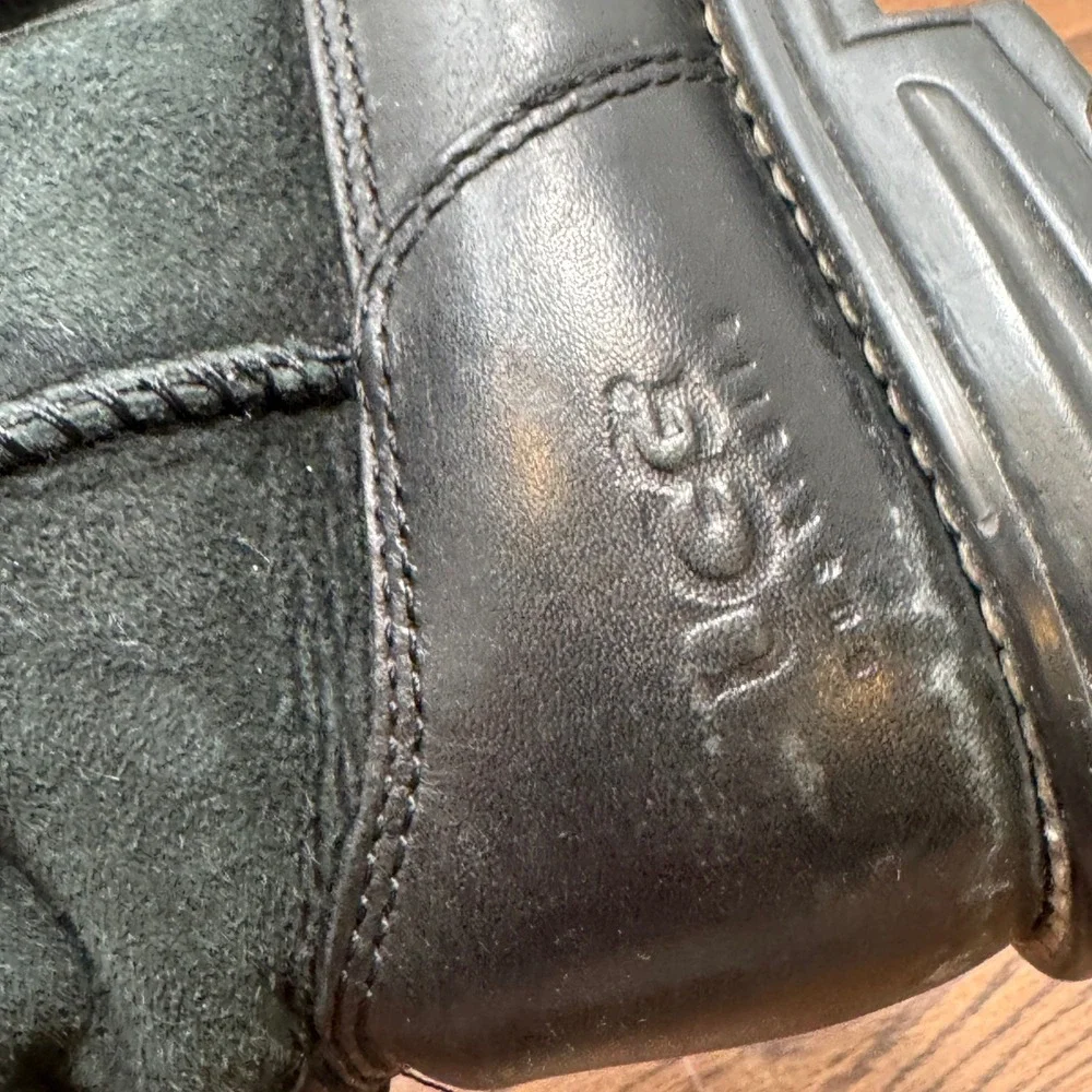 UGG Boots Brooks 5381 Womens Black 6 Leather & Suede Shearling Lined Lug Sole